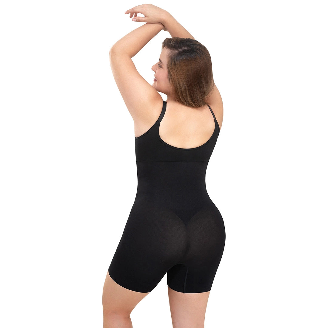 Tummy Control Shapewear For Women Seamless Bodysuit Open Bust Mid Thigh Body  Shaper Shorts