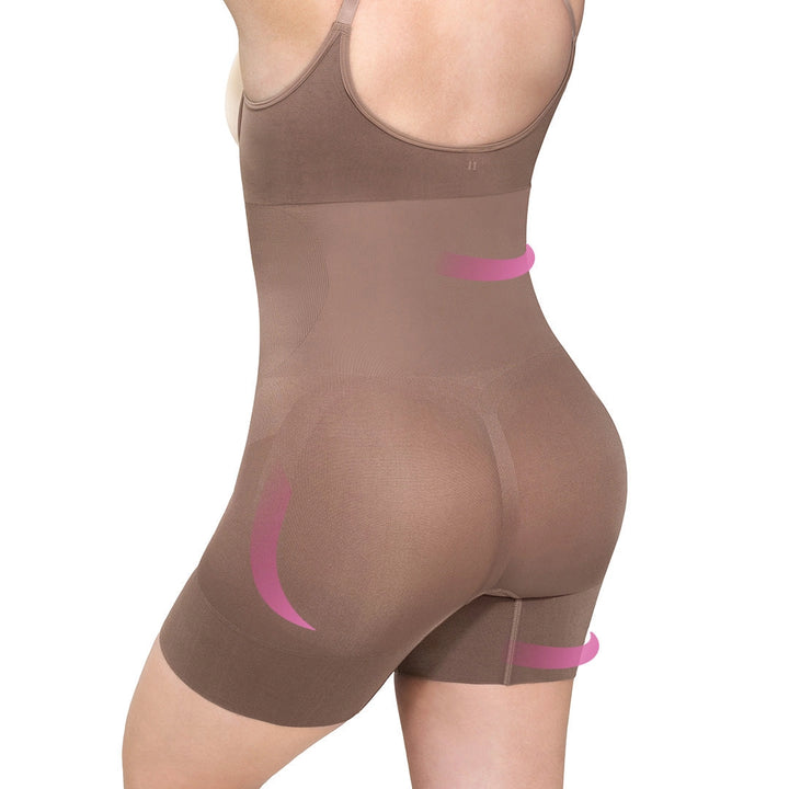 Bodysuit open bust cocoa shapewear